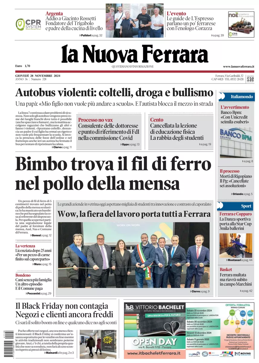 Prima-pagina-nuova ferrara-oggi-edizione-del-2024-11-28